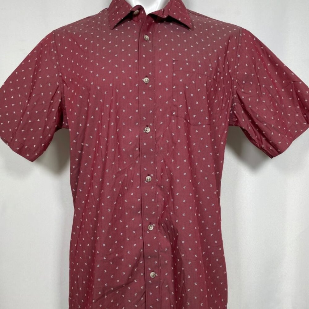 Travis Mathew Heather Ruby Wine Button Down Funky Arrows Shirt